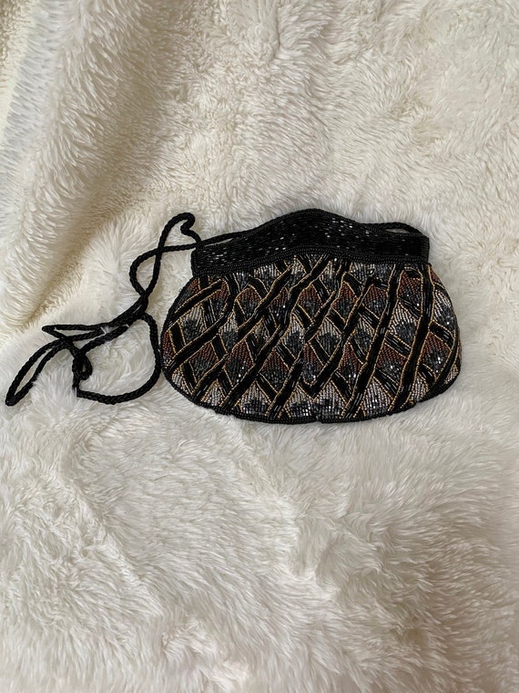 Vintage Beaded Black Le Soir Evening Bag