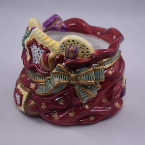 Fitz and Floyd Christmas Candy Lane Toy Box Candle Cup