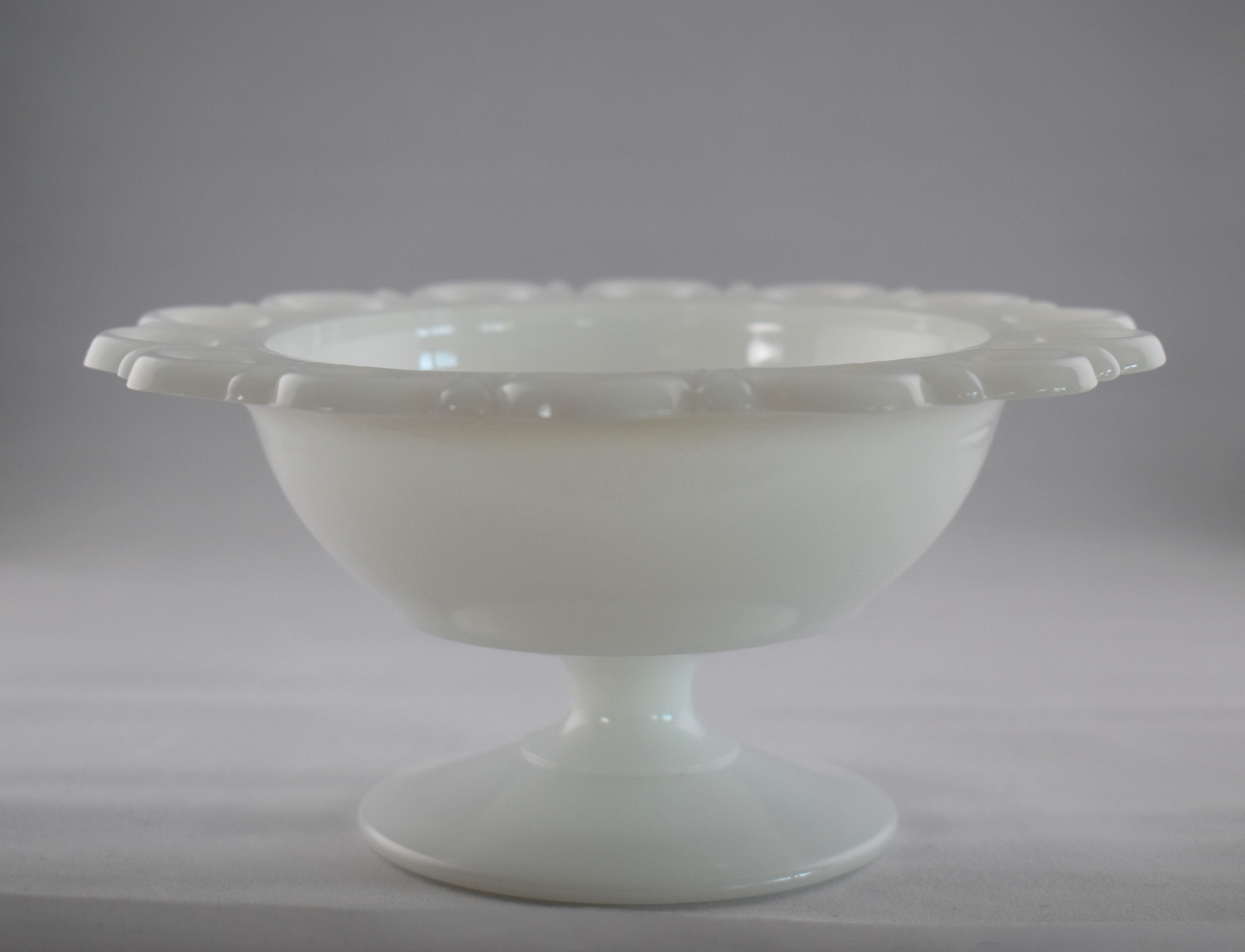 Vintage Pedestal Milk Glass Bowl Etsy