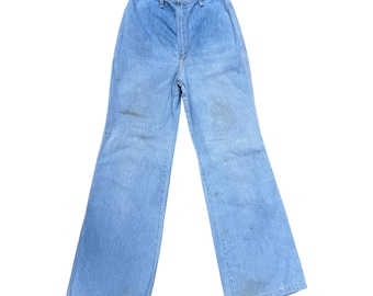 Vaqueros acampanados Wrangler vintage de los años 70: denim desgastado con lavado claro