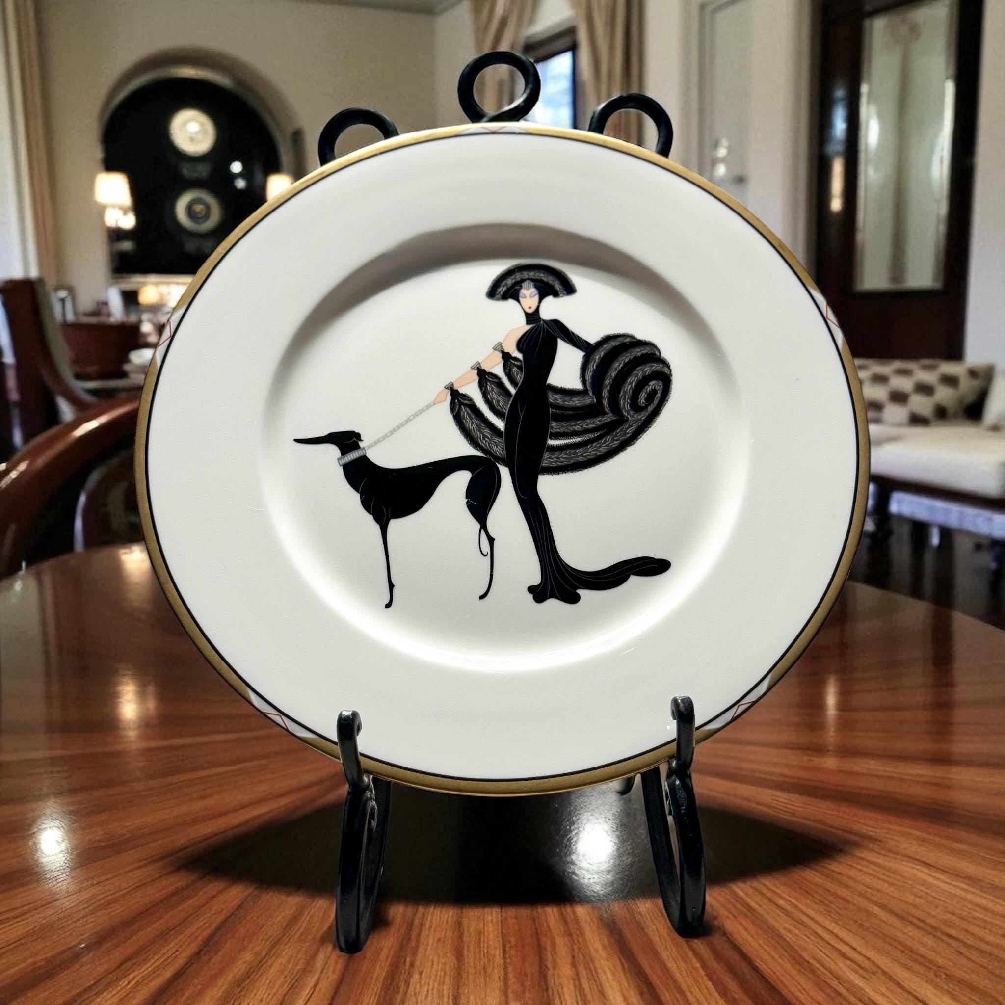 Erte Plate Symphony in Black - Etsy