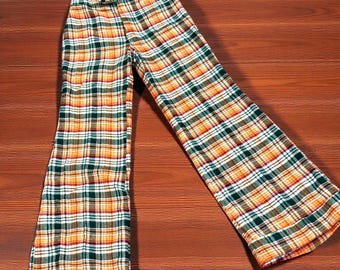 Vintage 70er Jahre karierte Wollhose - Alfred Paquette California Tartan Hose 70cm