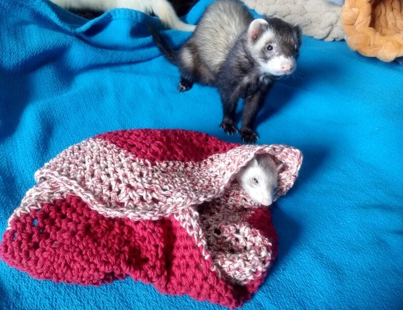 The crocheted ferret blanket in ketchup and mustard buy Etsy