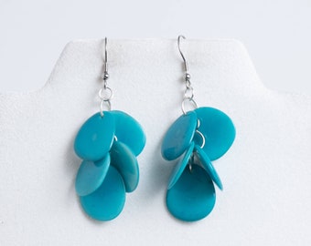 Wedding Jewelry Light Blue Drop Earrings Large Earrings Bold Chunky Earrings Large Turquoise Beaded Earrings Chunky Statement Earrings