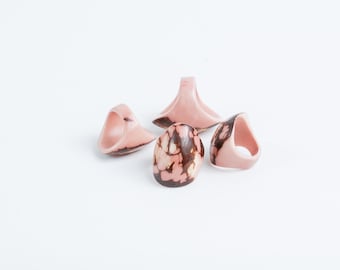 Curved Blush Pink Tagua Ring | Statement Organic Ring | Eco Friendly Jewelry