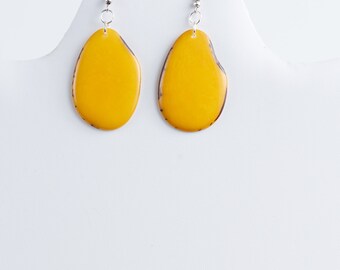 Yellow Statement Tagua Nut Earrings | Lightweight