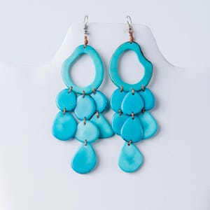 Big Huge Tagua Statement Earrings | Long Drop Dangle | Lightweight Gift for Her