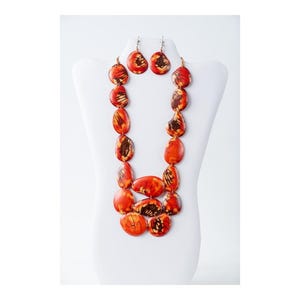 Tagua Jewelry Set, Organic Sustainable 2 Strand Tagua Beaded Necklace, Boho Hippie Necklace, Thoughtful Anniversary Gifts