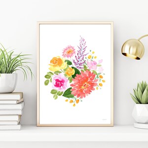 Colorful Watercolor Flowers Printable Wall Art, 11x14, 8x10, A2 for nursery, office or living room