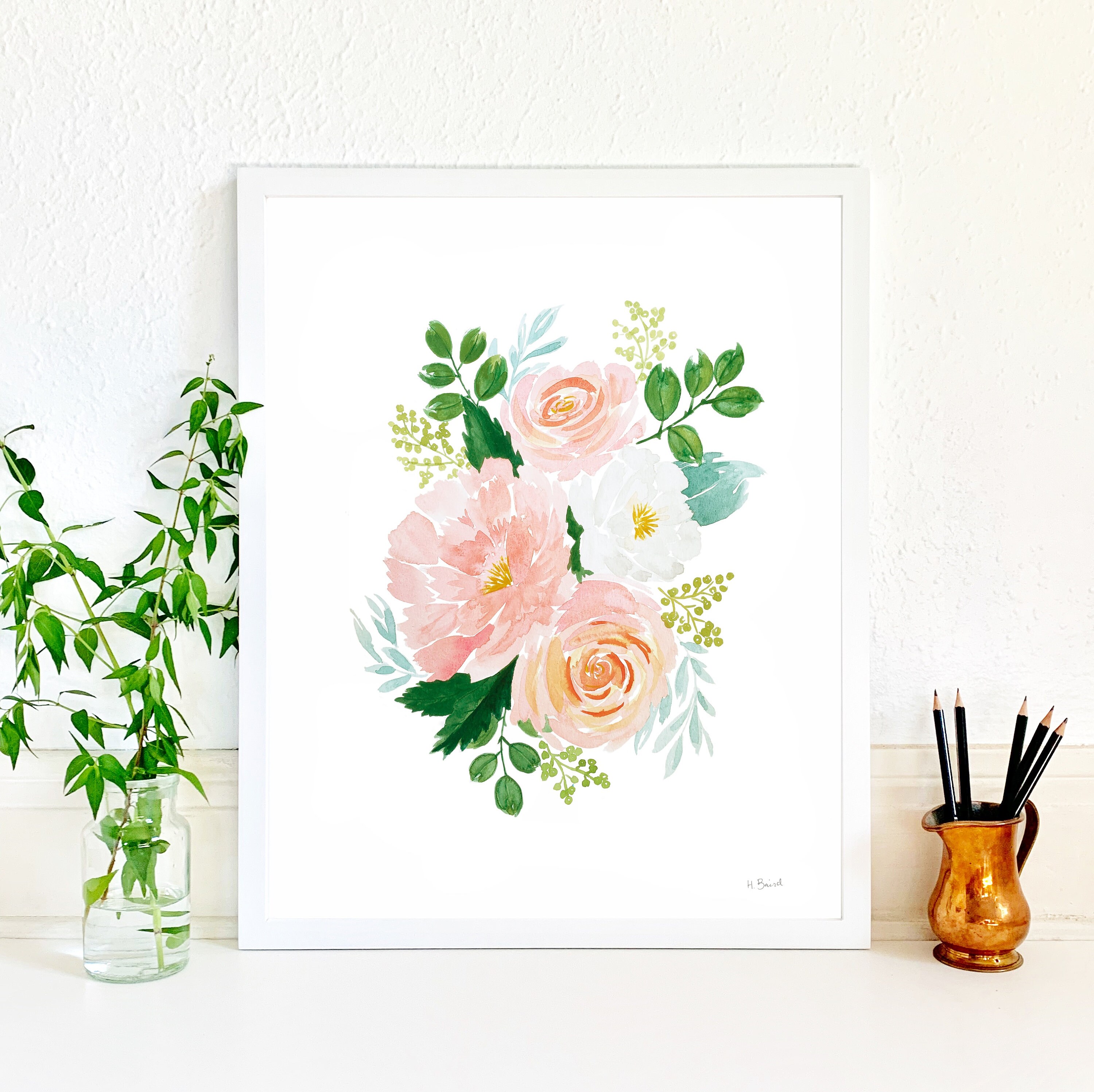 Set of 2 Watercolor Peonies Printable Wall Art | Pink Floral Prints ...