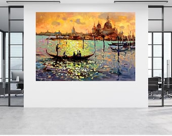 Large Seascape Painting Original Oil Painting Venice Painting Seascape Artwork Italy Oil Painting Impasto Oil Painting Italy Painting