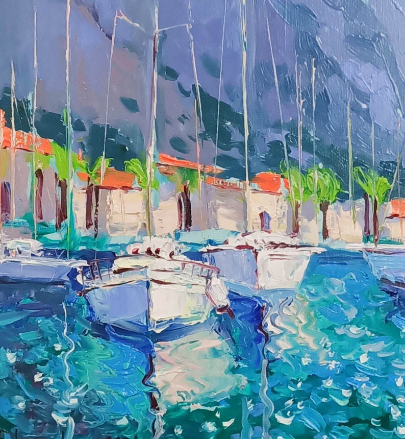 Large Seascape Painting Sailboat Original Art Boats Painting Miami