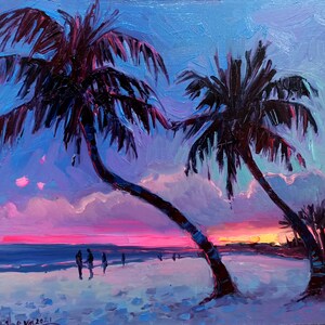 Large Seascape Painting Sailboat Original Art Palm Tree Painting Hawaii Beach Painting Impasto Oil Painting by LemArtStore Active Photos