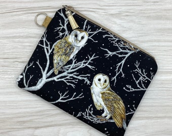 Owls Zip Pouch (21cm x 16cm) Fully lined, lightly padded.