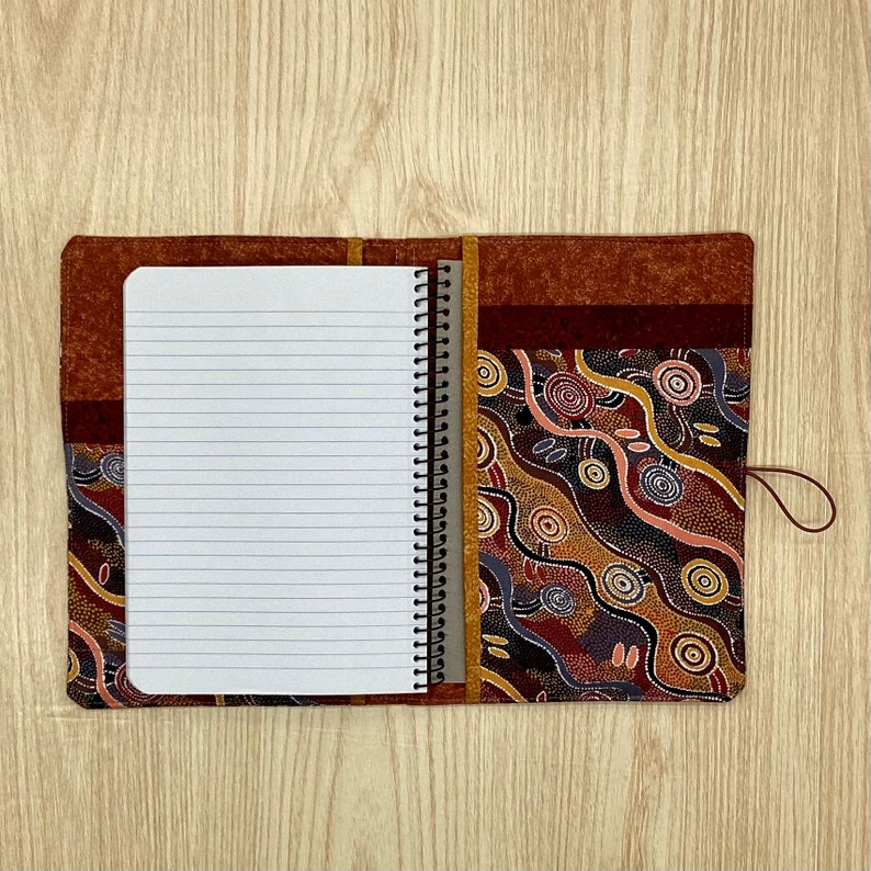 First Nations Notebook Indigenous Print Desert Tracks A5 Refillable Fabric Notebook Cover ...