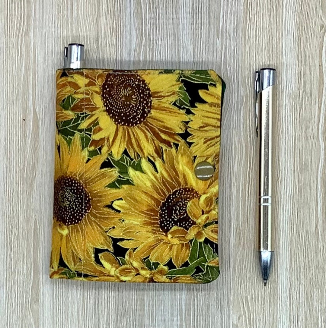 Sunflowers Fabric Notebook Cover. Refillable Small Pocket Etsy
