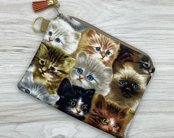 Cute kittens Zip Pouch (18cm x 13cm) Fully lined, lightly padded.