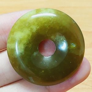 Pendant Necklace, Serpentine Pi Stone Necklace, Donut Pendant, gift for her, gift for him, Stone Donut, Jade Pendant, Healing Stone, J14