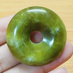 Pendant Necklace, Serpentine Pi Stone Necklace, Donut Pendant, gift for her, gift for him, Stone Donut, Jade Pendant, Healing Stone, J13