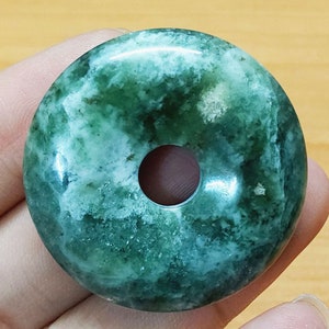 Pendant Necklace, Serpentine Pi Stone Necklace, Donut Pendant, gift for her, gift for him, Stone Donut, Jade Pendant, Healing Stone, J20