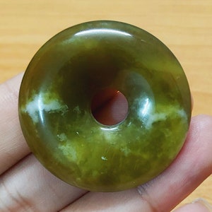 Pendant Necklace, Serpentine Pi Stone Necklace, Donut Pendant, gift for her, gift for him, Stone Donut, Jade Pendant, Healing Stone, J12