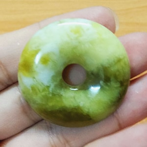 Pendant Necklace, Serpentine Pi Stone Necklace, Donut Pendant, gift for her, gift for him, Stone Donut, Jade Pendant, Healing Stone, J3
