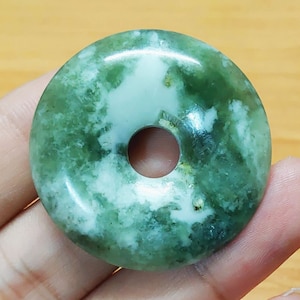 Pendant Necklace, Serpentine Pi Stone Necklace, Donut Pendant, gift for her, gift for him, Stone Donut, Jade Pendant, Healing Stone, J18