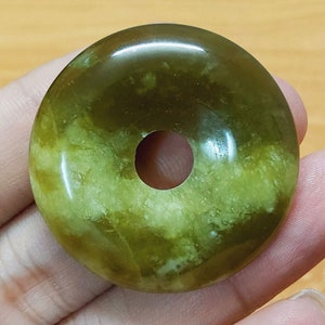 Pendant Necklace, Serpentine Pi Stone Necklace, Donut Pendant, gift for her, gift for him, Stone Donut, Jade Pendant, Healing Stone, J9