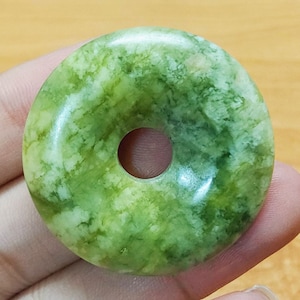 Pendant Necklace, Serpentine Pi Stone Necklace, Donut Pendant, gift for her, gift for him, Stone Donut, Jade Pendant, Healing Stone, J6