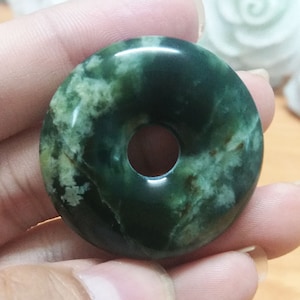 Pendant Necklace, Serpentine Pi Stone Necklace, Donut Pendant, gift for her, gift for him, Stone Donut, Jade Pendant, Healing Stone, S32