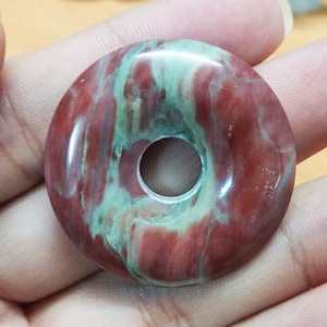 Pendant Necklace, Serpentine Pi Stone Necklace, Donut Pendant, gift for her, gift for him, Stone Donut, Jade Pendant, Healing Stone, S22