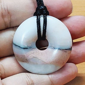 Crystal donut pendant, Pi stone, serpentine necklace, pendant necklaces, donut pendant, valentine gift for him