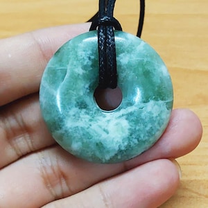 Pendant Necklace, Serpentine Pi Stone Necklace, Donut Pendant, gift for her, gift for him, Stone Donut, Jade Pendant, Healing Stone, J23