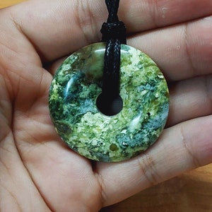 Pendant Necklace, Serpentine Pi Stone Necklace, Donut Pendant, gift for her, gift for him, Stone Donut, Jade Pendant, Healing Stone, J1