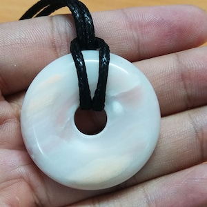 Pendant Necklace, Serpentine Pi Stone Necklace, Donut Pendant, gift for her, gift for him, Stone Donut, Jade Pendant, Healing Stone, S20