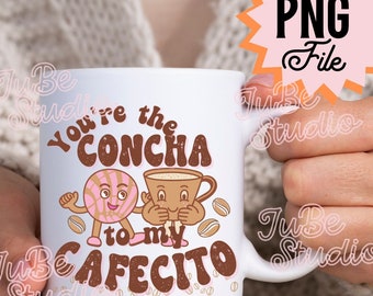 Concha y Cafecito mug Png design, Cafecito y pan png, Concha Png, Cafecito y chisme latte png sublimation design