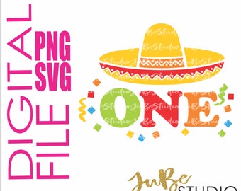 Fiesta ONE Svg, UNO Svg, It's my Fiesta Svg, Fiesta Party Svg, Birthday Svg, Svg Cut File, Svg Digital File, Png Print File, Png File