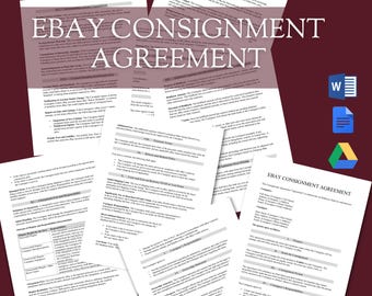 eBay Consignment Agreement Template | Legal Contract for Consignee Sellers & Consignors| Editable MS Word Template | Instant Download