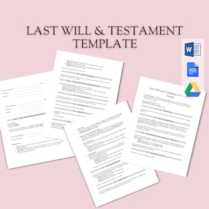 Last Will and Testament Template | Estate Planning Form | Customizable Legal Will | USA Specific | Editable and Printable MS Word Document