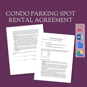 Condo Parking Spot Rental Agreement Template | Customizable Lease for Parking Space | Month, Year Parking Space Contract | Instant Download