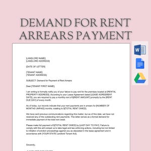 Demanda por alquiler atrasado / Alquiler impago / Pago tardío del alquiler / Carta del propietario al inquilino / Contrato de arrendamiento residencial / Plantilla editable de MS Word