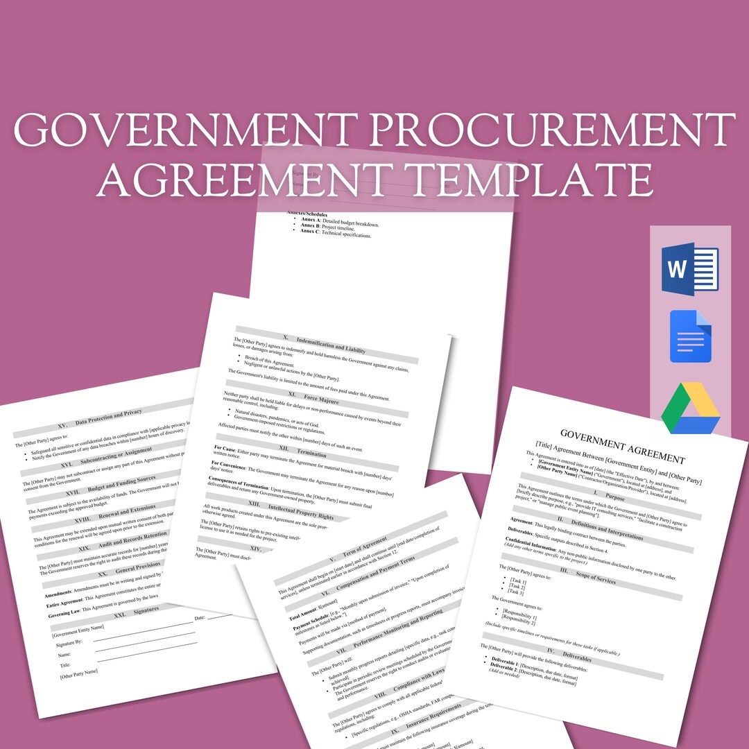 Government Contract Sample Pdf Government Procurement Agreement Template | Comprehensive Legal ...