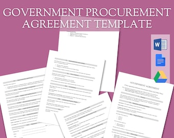 Government Procurement Agreement Template | Comprehensive Legal Contract for Vendors & Suppliers  | Editable MS Word Doc, Instant Download