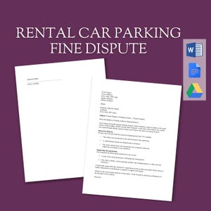 Modelo de carta de disputa por multa de estacionamiento de vehículos de alquiler / Apelación profesional para resolver multas de estacionamiento / Documento de MS Word editable, descarga instantánea