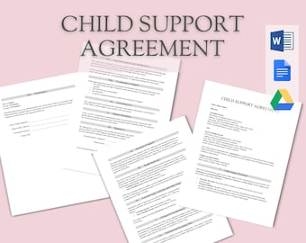 Child Support Agreement with Notary | Custom Custody and Support Template | Parenting & Family Law | USA Specific | Editable Word Document