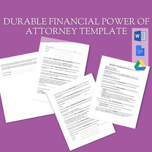 Durable Financial Power of Attorney Template | Editable Legal POA Form Estate Planning, Financial Management | Editable Doc Instant Download
