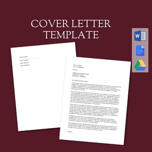 Resume Cover Letter Template | Job Applications | Professional Cover Letter | Job Search Cover  | Editable Word Template | Instant Download