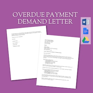Carta de demanda de pago / Plantilla de recordatorio de factura vencida / Carta comercial para aviso de seguimiento de pago / Documento editable de MS Word