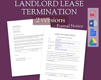 Landlord End Lease Termination Template | 30 60 Days Notice To Tenant | Editable MS Word | Printable PDF | Instant Download | 2 Versions