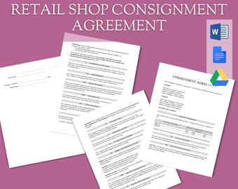 Consignment Agreement | Consignee Contract | Reseller Resale Agreement | Retail Shop Contract with Artist Maker | Editable Word Template